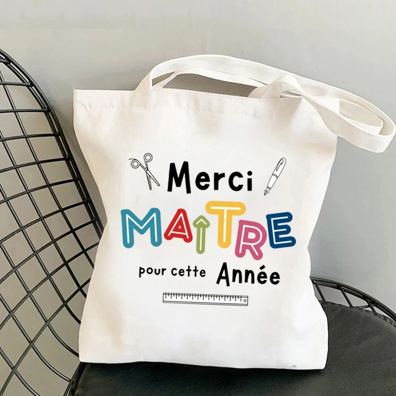 Merci Maitre Impresso Bolsas para Mulheres, Eco Canvas, Reutilizável, Bolsa de Compras de Supermercado, Organizador para Mulheres, Dobrável Shopper Sacolas, Presente