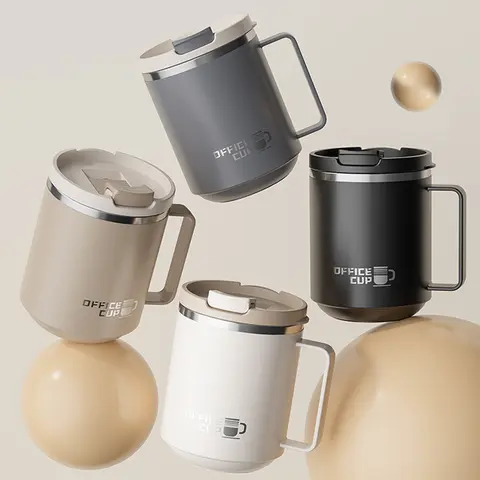 Double Wall Insulated Coffee Mug 304 Stainless Steel Milk Coffee Cup WIth Handle Leak-proof Drinking Cup Adult Student Drinkware