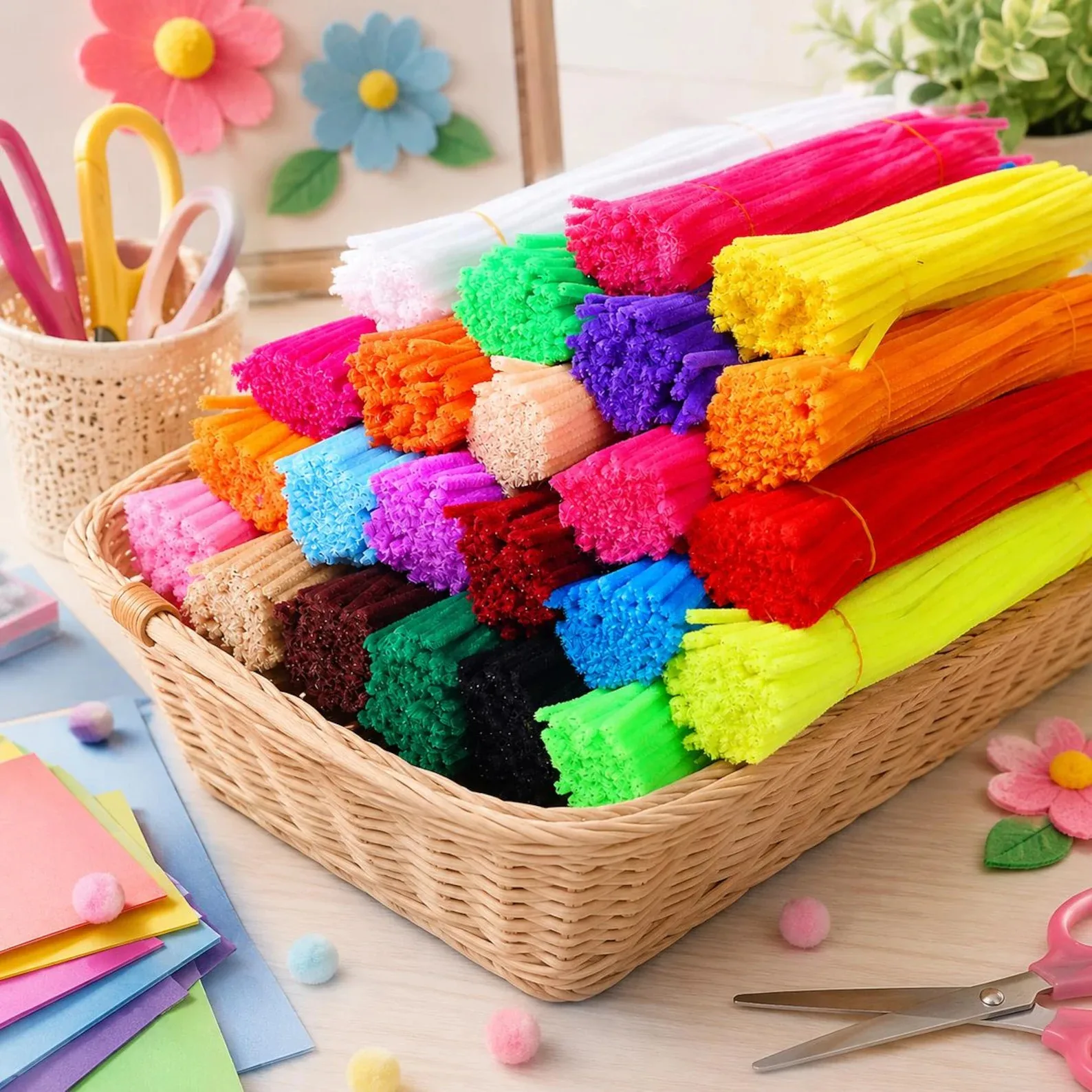 72 Thick, Fluffy Twisty Sticks, 12inch (Approximately 30cm) Bendable Chenille Stems, Suitable for Christmas Trees, Wreaths, DIY Flowers, Children's Creative Crafts and Holiday Decorations, Can Be Used as Fillers for Children's Christmas Stockings