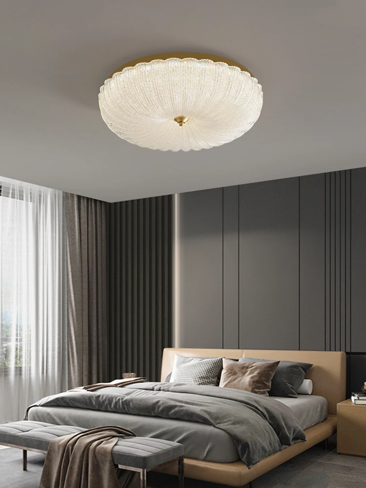 Modern cream ceiling lamp all copper glass flower porch restaurant light in the bedroom warm romantic lovely cloud lamp