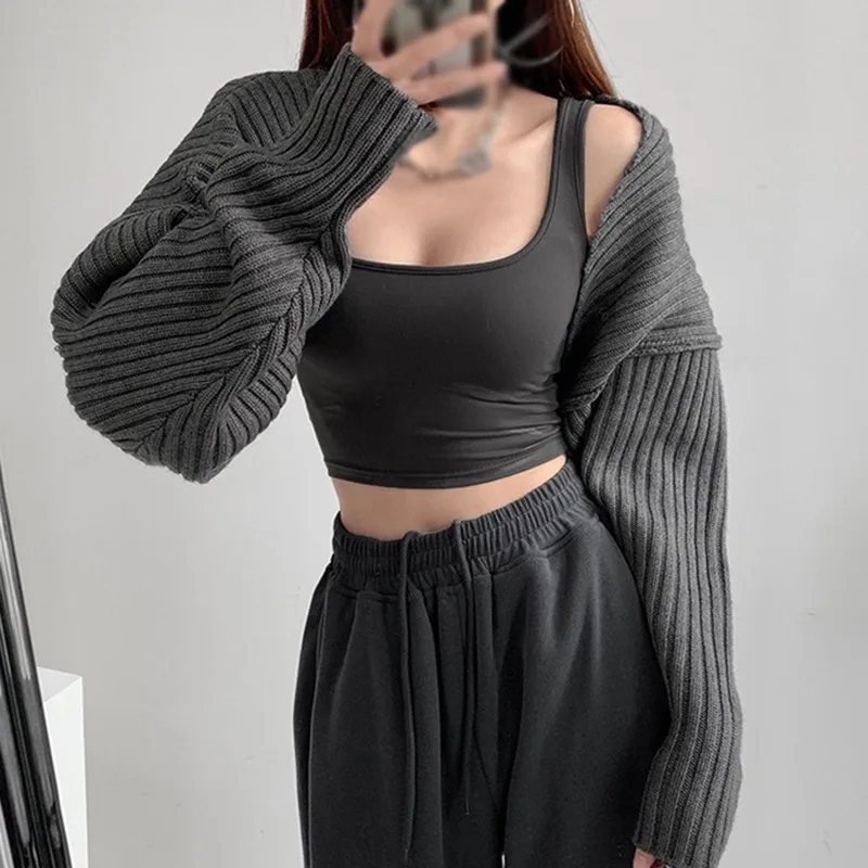 Ladies Bolero Shrug Knit Batwing Sleeve Cardigan Open Front Sweater Long Sleeve Cropped Loose Cardigan for Women Dressy