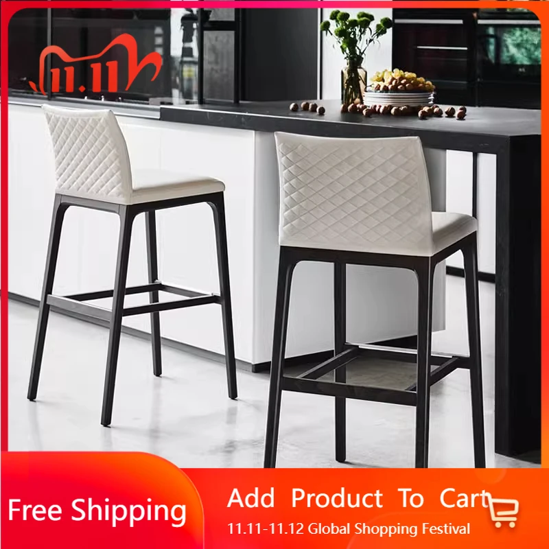 

Leather Backrest Bar Chairs Modern Ergonomic Relaxing Lounge High Chairs Light Luxury Party Sillas Altas Para Barra Furniture