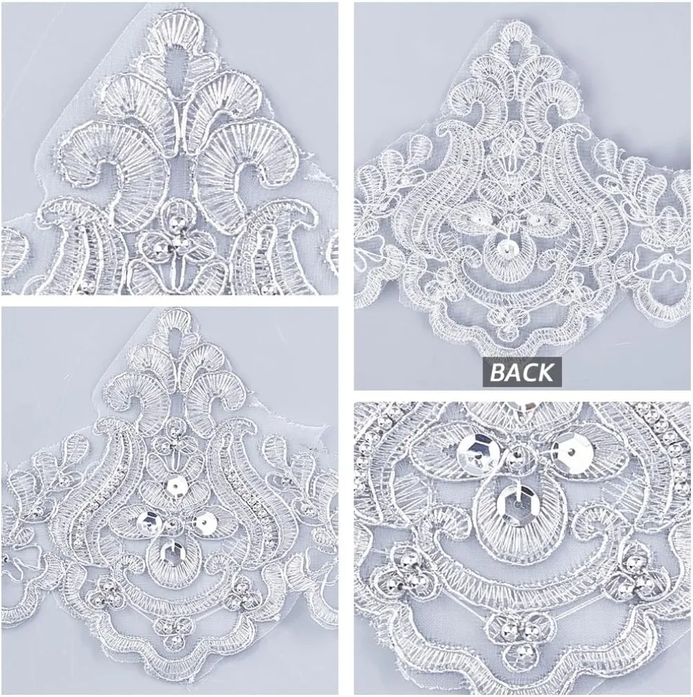 3 Yards 5 Inch Silver Venice Lace Trim Embroidered Scalloped Sewing Trims Decorative Flower Beaded Edge Ribbon making kit