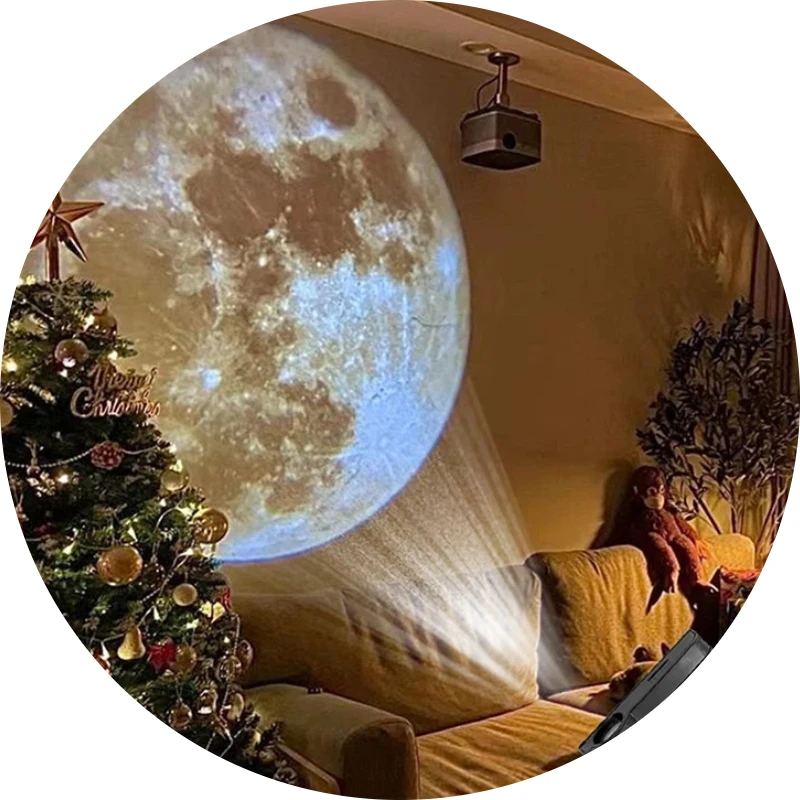 Aurora Moon Galaxy Projection Lamp Creative Background Atmosphere Night Light Earth Projector Photography Lamp for Birthday Gift