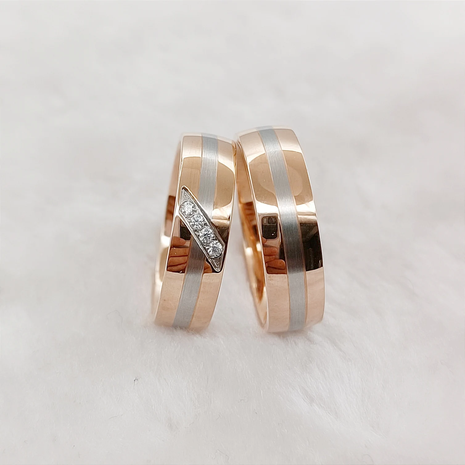 Handmade Wedding Rings Rose Gold 18k Plated Stainless Steel Jewelry Wholesale High Quality Designer Lover\'s Promise Couples Ring