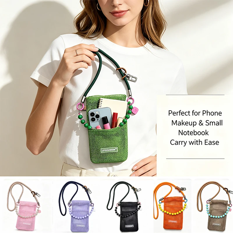 Sweet and Fresh Mobile Phone Bag for Women Summer Style Cute Mini Shoulder Bag Crossbody Mesh Portable Cosmetics bag Phone mini - view 3