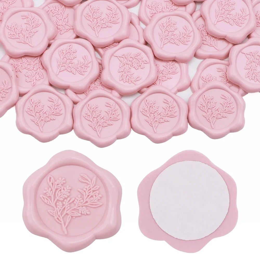 25pcs Nude Pink Wax Seal Stamp Stickers - Eucalyptus Wedding Invitation Envelope Seal Stickers, Self- Adhesive Stickers Perfect - Detail 1