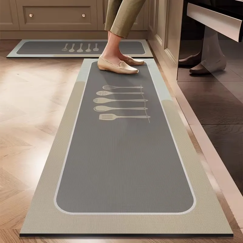VIKAMA 1/2pcs Minimal Border Runner Rug for Kitchen Entry Corridor, Water Absorbent & Machine Washable Home Decor