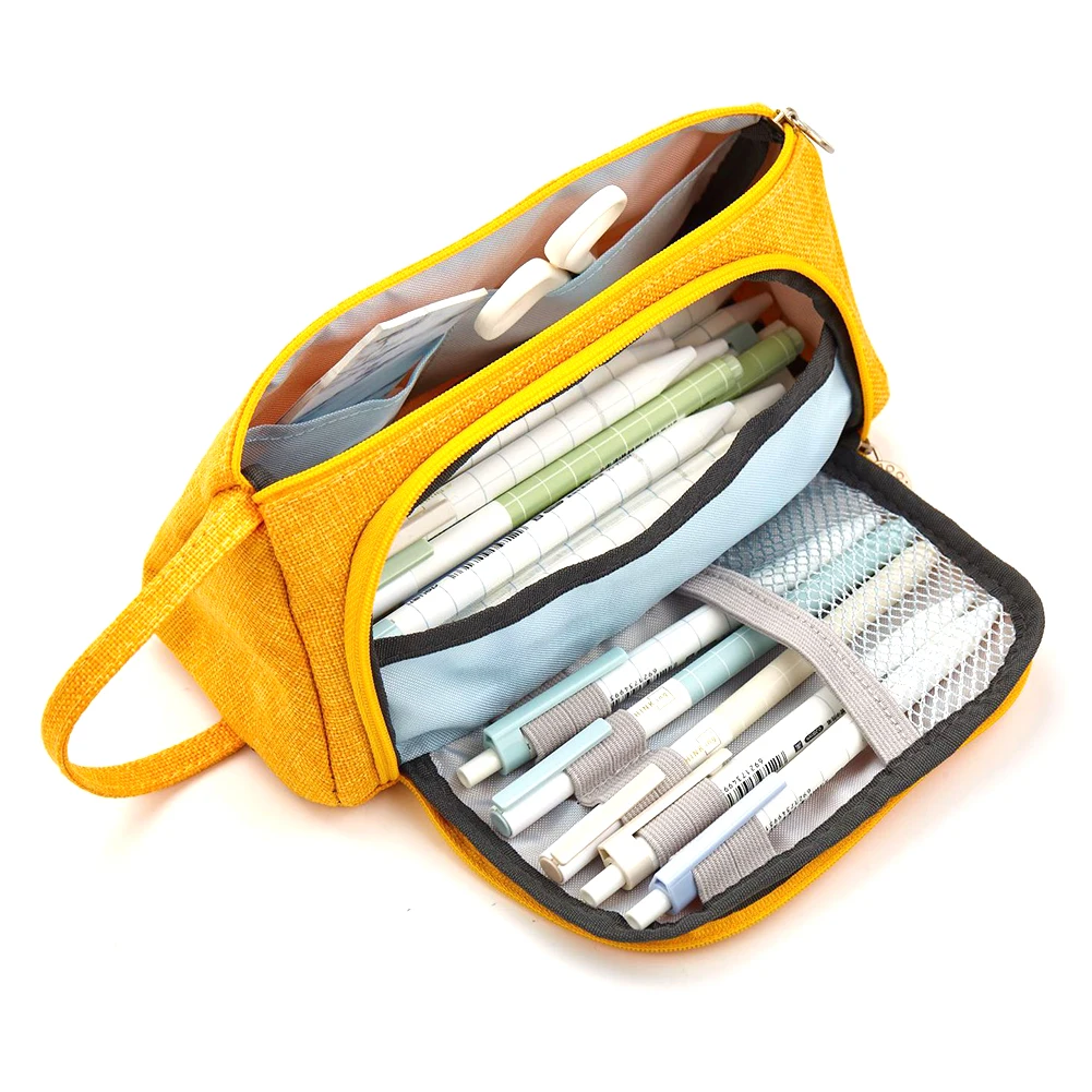 Student Pen Stationery Storage Teens Portable Organizer Office School Bag Pencil Case Large Capacity College Zipper Makeup Pouch