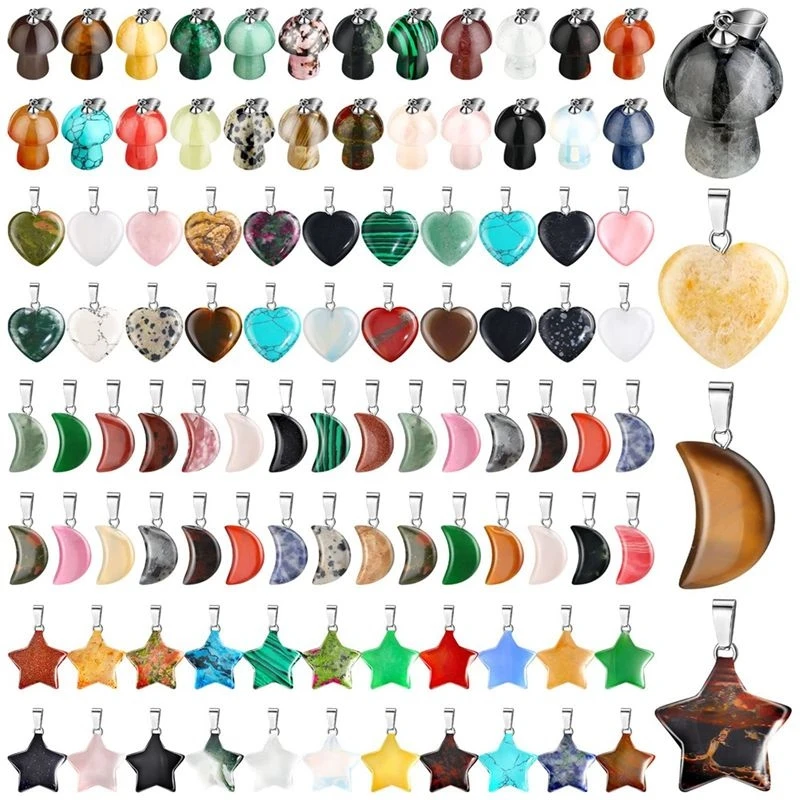 A32HOT-Assorted Crystal Pendant Stone Pendants Mixed Pendants For DIY Jewelry Necklace Making