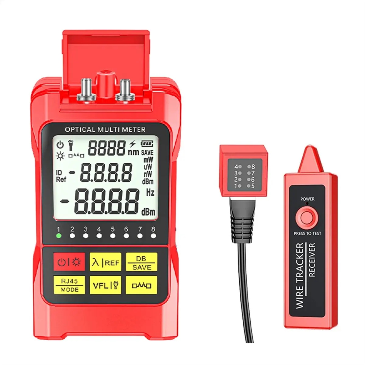 [VALUE PACK]100mW Fiber Optic Optical Power Meter -70-+10dbm Optical Multimeter for Detect Network Cable Signal Trans