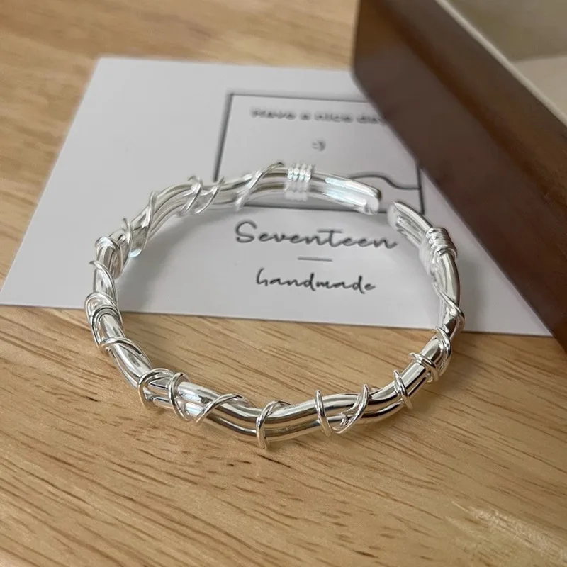 VENTFILLE 925 Sterling Silver Bracelet for Women Girl Wave Branch Opening Versatile Jewelry Birthday Gift Dropship Wholesale