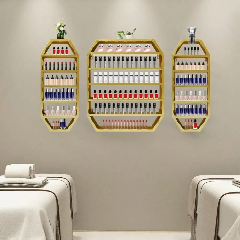 

Настенный органайзер для лаков для ногтей, держатель для флаконов с лаком, подставка для парфюмерии, помад и ваз, 6-ярусная восьмиугольная полка для хранения