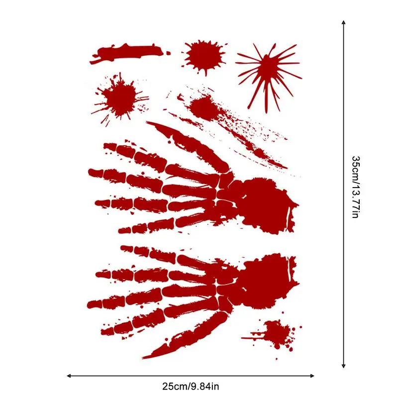 Horror Blood Handprint Footprint Fingerprint Halloween Sticker Wall Window Floor Decor Horror Blood Sticker Haunted House Decor