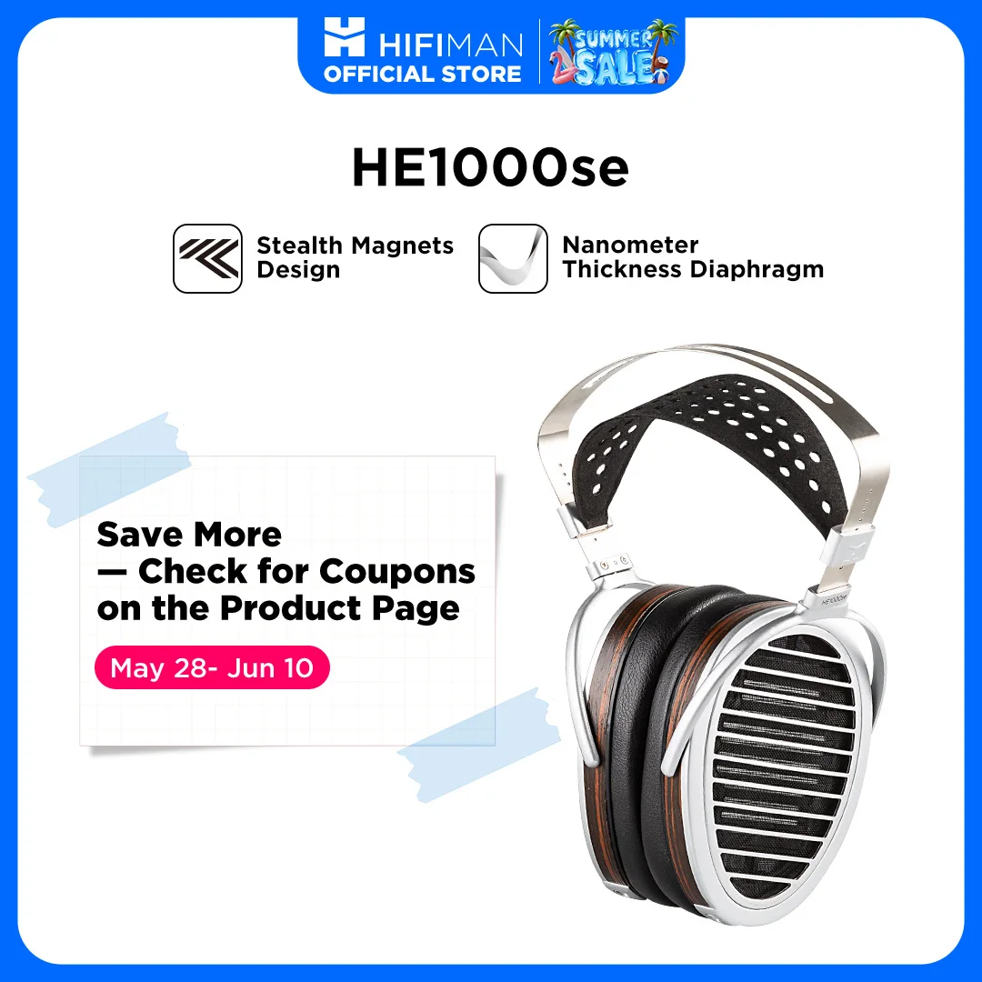 HIFIMAN HE1000se Full-Size Over-Ear Open-Back Planar Magnetic Audiophile Headphone with