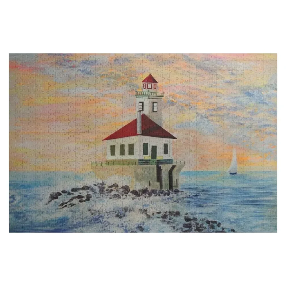 

Rob Gamble's Oswego Lighthouse copy right 2015 Jigsaw Puzzle Wooden Animal Customizable Gift Puzzle