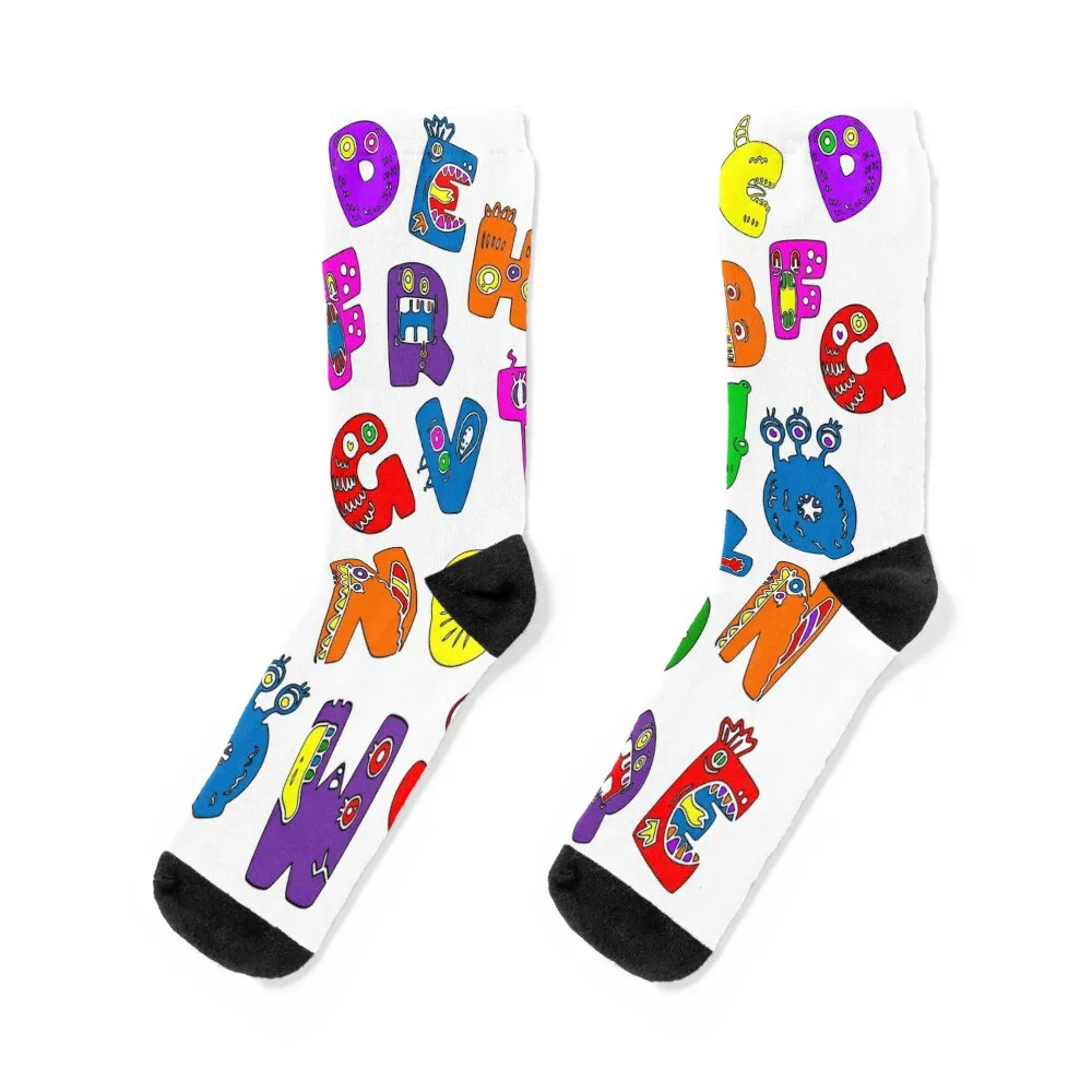 

Monster Alphabet Socks winter Hiking boots colored short Socks For Men Women's