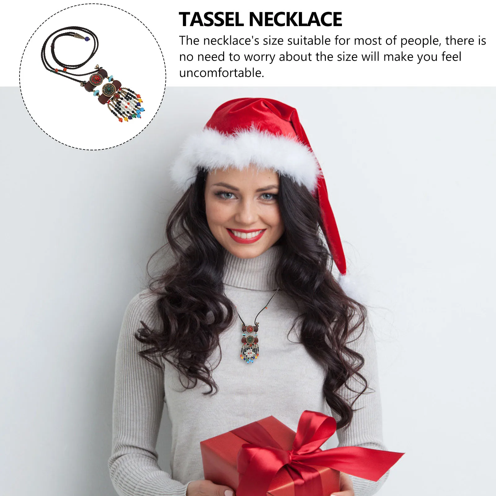 

Boho Tassel Necklace Agate Druzy Quartz Copper Alloy Pendant Jewelry Vintage Bead Ethnic Fashionable Chain Accessory