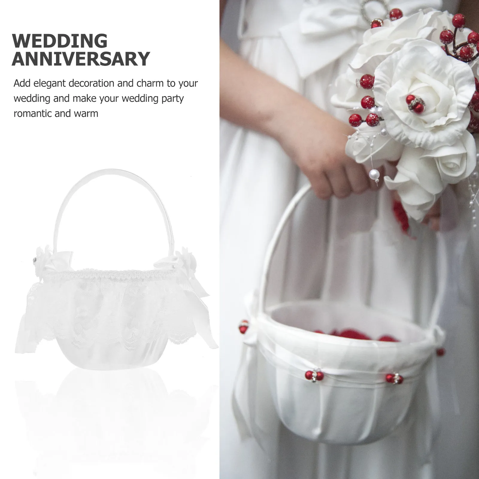 

Свадебная корзина для цветов с кружевным дизайном, легкая ручная корзина для лепестков, цветов, конфет, для хранения, в деревенском стиле, для свадебной вечеринки