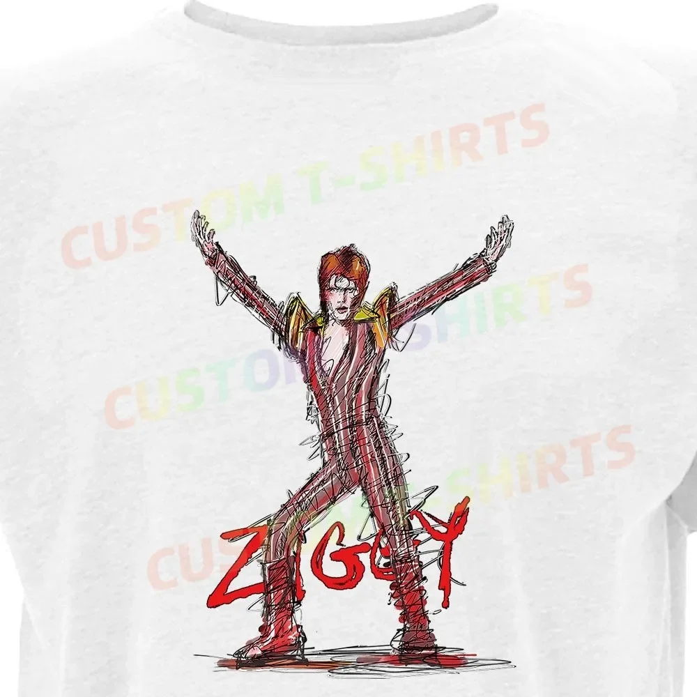 

218 61_David_Bowie_–_Ziggy_Stardust Fans' comic-style hand-drawn pattern T-shirts for both men and women in summer