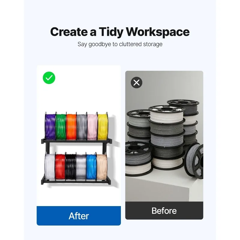 Rack di stoccaggio del filamento della stampante per montaggio a parete Rack di supporto per bobina di filamento a 2 livelli