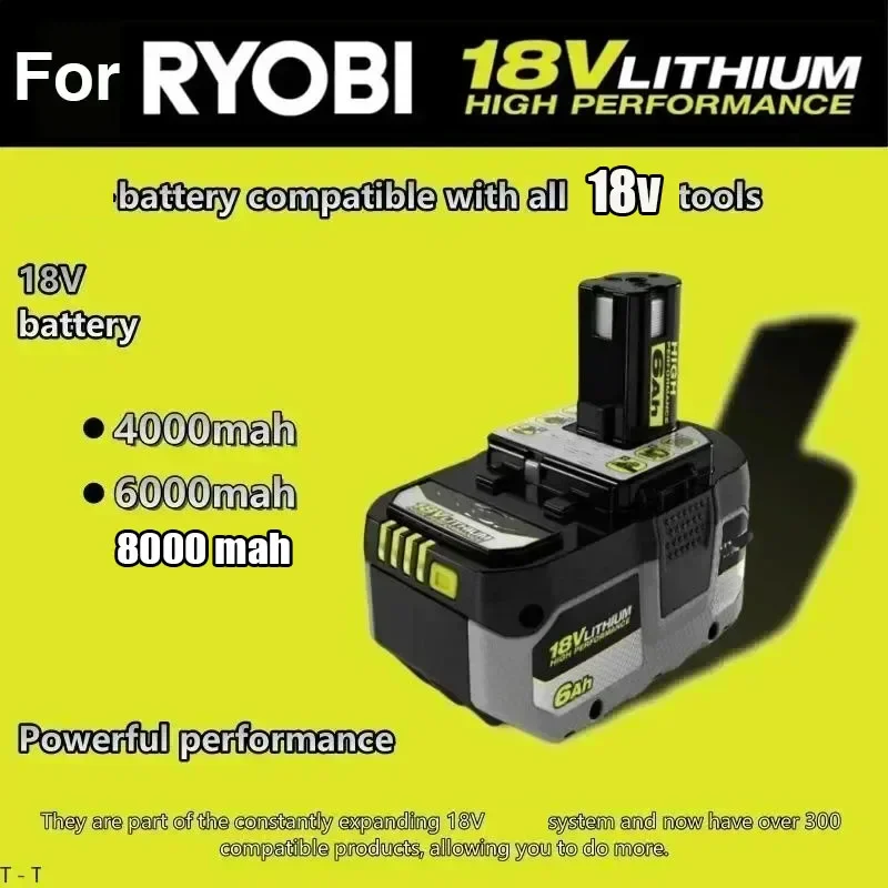 

Used for RYOBI high-performance lithium battery 18V low self discharge, suitable for all tools P104, P107 P109 P108