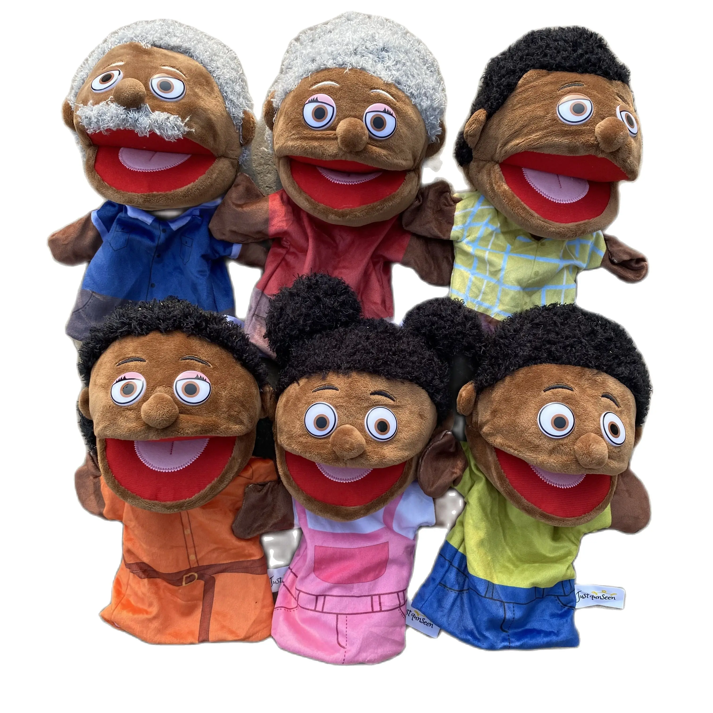 25cm Black African doll role play a hand children's holiday gift new family interactive class toys open mouth figure hand puppet