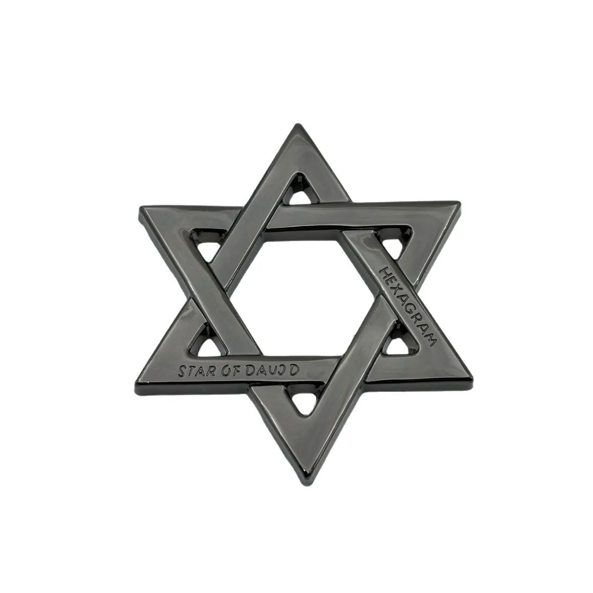 Personalized Metal Solomon Six-Pointed Star Car Emblem Sticker, Car Body Scratch Sticker, Modified Tail Emblem, Side Emblem, Hood Emblem