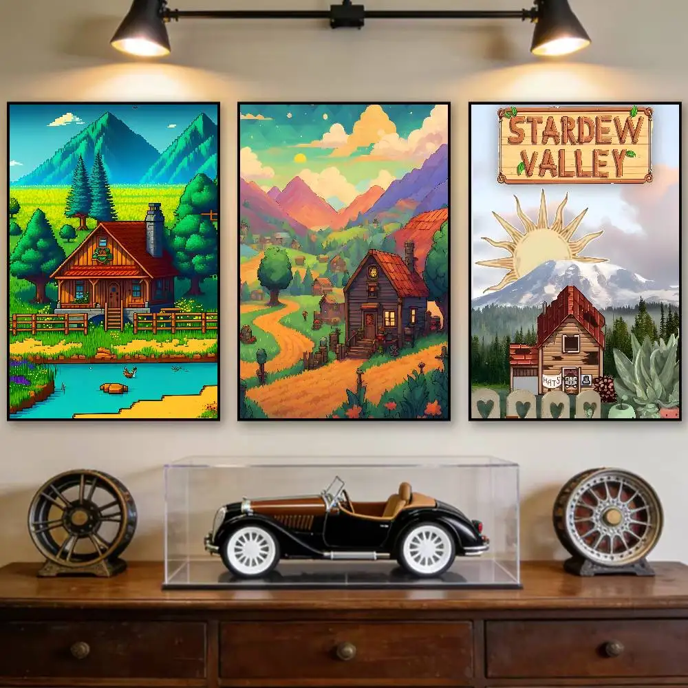 farming simulation game S-Stardew Valley Poster Room Decor Waterproof Sticky For Home Bar Wall Art Decoration