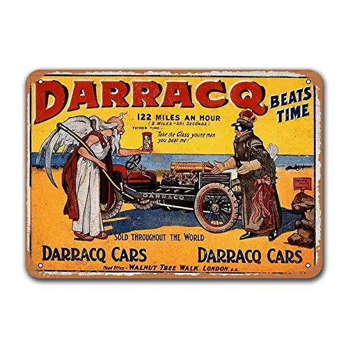 Coffee Club Tin Metal Signs Vintage Cars Dorm Office Bar Poster Home Wall Decor Grage Man Cave Sgins Darracq Cars Game Room 12x