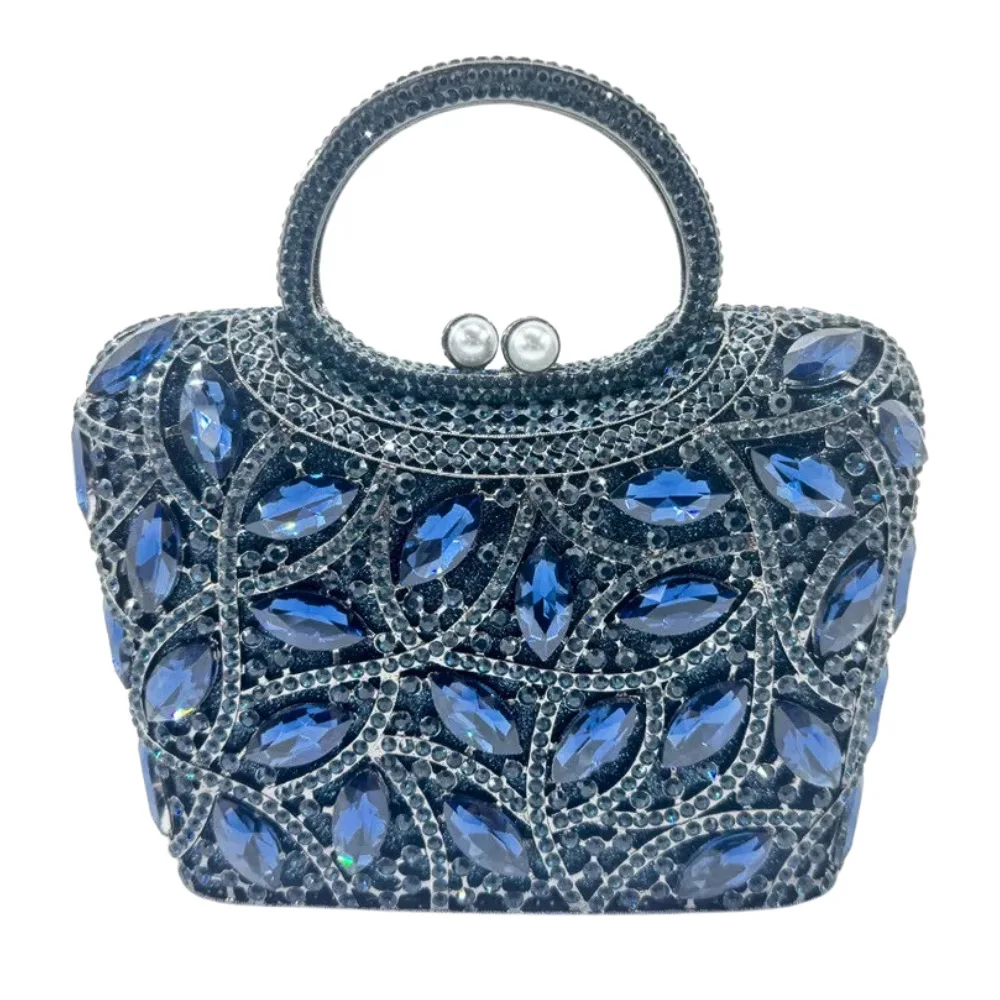 

New Arrival Diamond Handbag for Women Handmade Rhinestone Clutch Bag Luxury Metal Evening Bag Beaded Material Party Purse