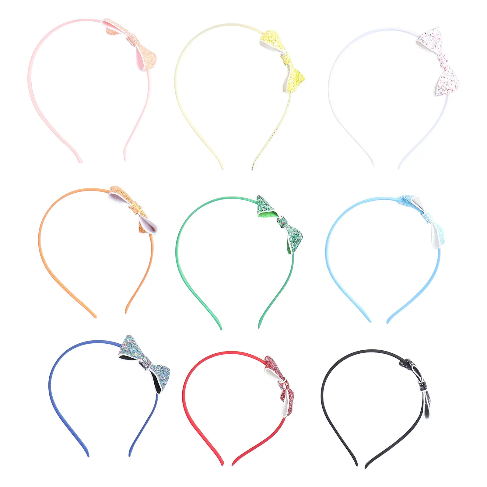 

9 Pcs Glitter Hoop Shimmering Bowknot Durable Comfortable Women Fashion Hair Bands Everyday Party Ceremonies Hair Care Styling