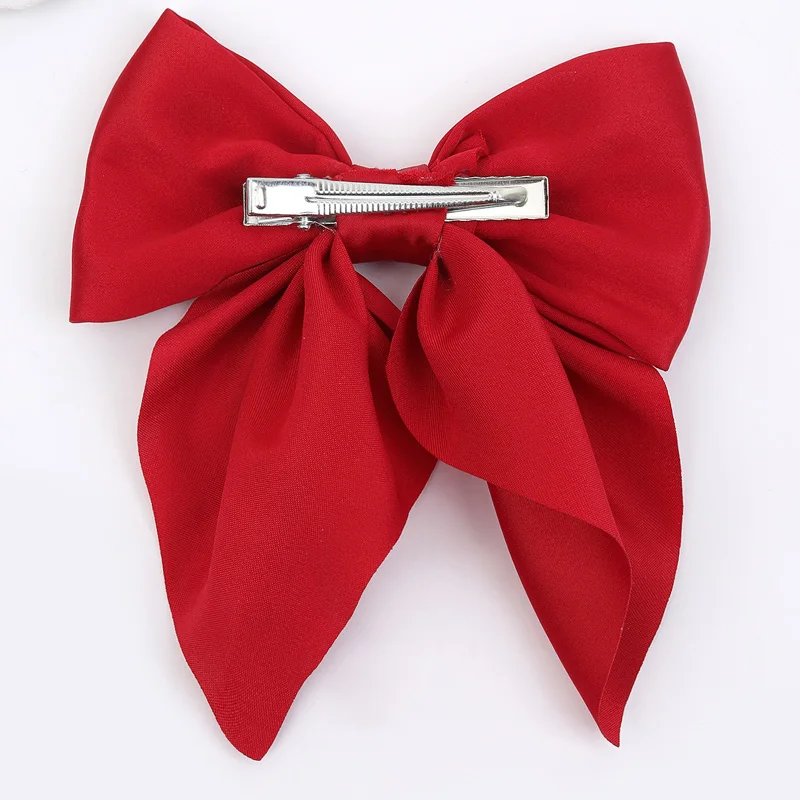 Women Large Bow Hairpins Sweet Satin Bowknot Hair Clip Barrettes Elegant Ponytail Holder Clip Korean Headwear Hair Accessories