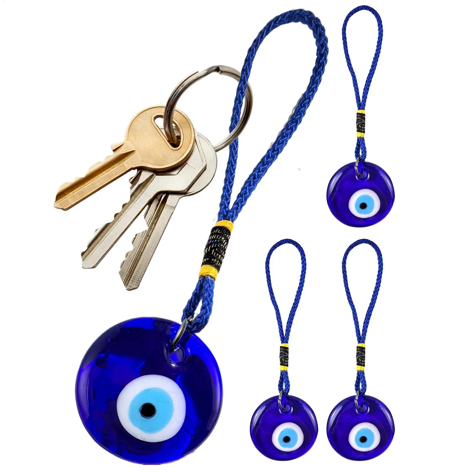 4Pcs Evil Eye Charm Turkish Glass Protective Decorative Ornament Good Luck Car Keychain Home Office Wall Hanging Decorations