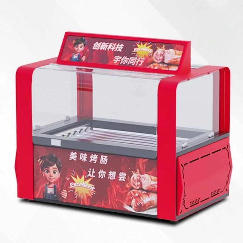 Double layer sausage grill machine, commercial electric hot dog machine, automatic temperature control, lengthened