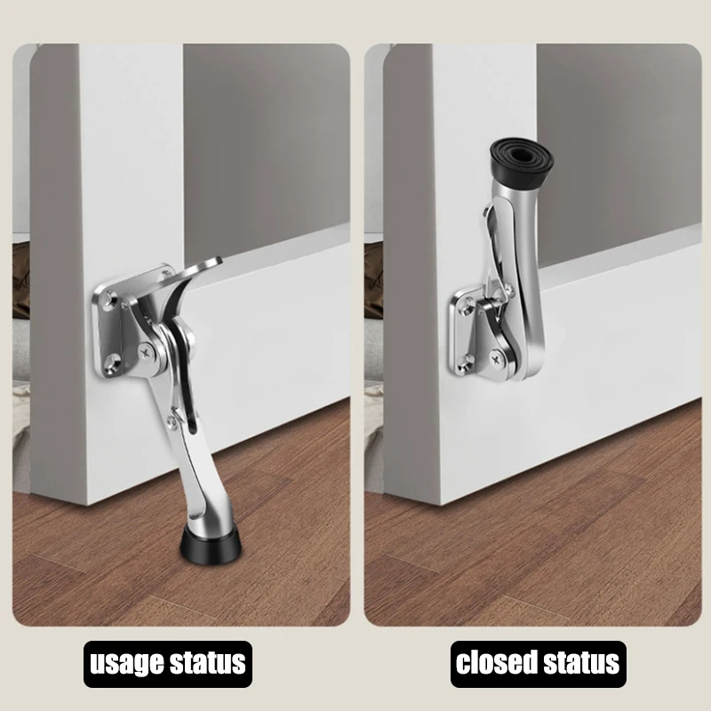 Alloy Kick Down Door Stopper Anti Collision Easy Pedal Floor Holder Self Adhesive Wall Protector Heavy Duty Mute Door Stops view 4