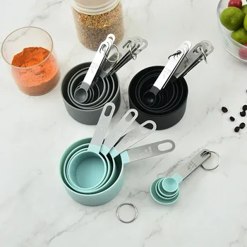 4/8PCS/Set Plastic Multi Purpose Measuring Cup Measuring Spoon Stainless Steel Handle With Graduated Measuring Baking Tools 2