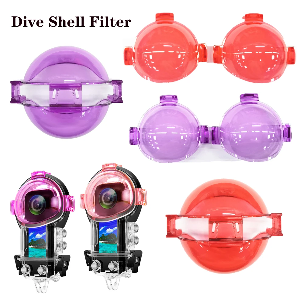 

1 Set ABS Lens Filter for Insta360 X3 Dive Case Red/Pink/Purple Waterproof Case Shell Lens Filter for One X3 Camera Accessories