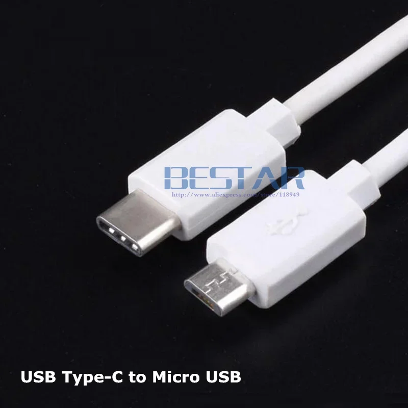 Black & White 100cm 1M Micro USB male To USB 3.1 type c type-C USB-C male charging charge data 4pin Cable for android Huawei