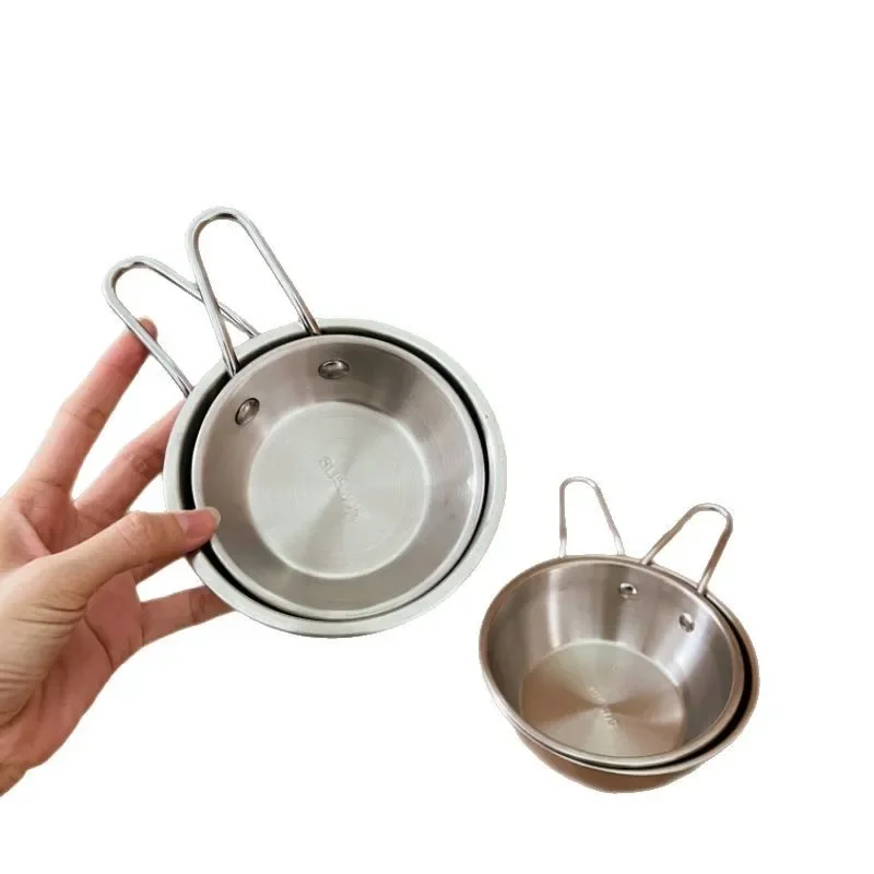 

304 stainless steel sauce dish outdoor camping rice wine bowl with handle French fries