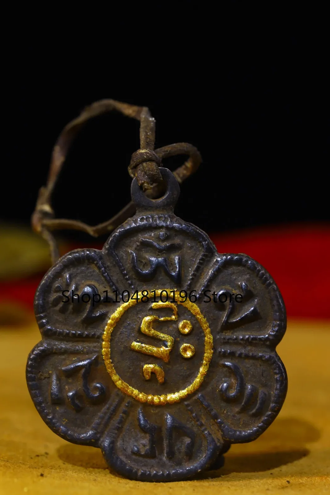 Bronze Cinnabar Six-character mantra Amulets Pendant Amulet Dharma Town House