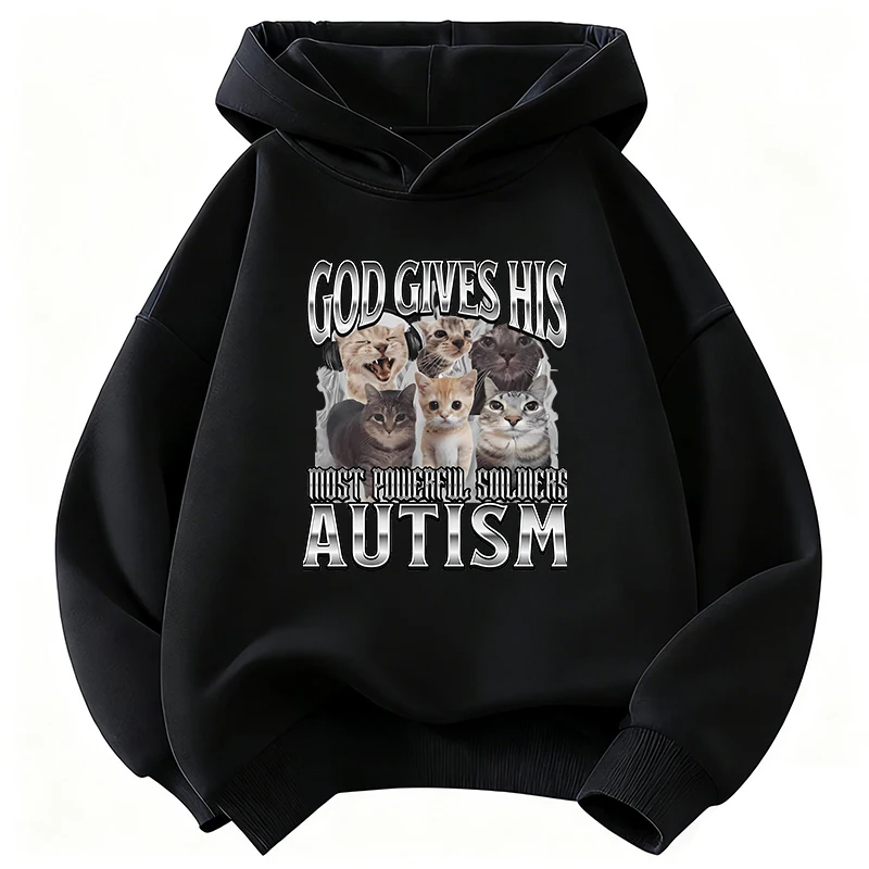 Autismus-Katzen-Hoodie Manga Kinder-Katzen-Sweatshirt Niedlicher Harajuku-Kapuzenpullover für Jungen Mädchen Herbst Winter Lässige Hoodies