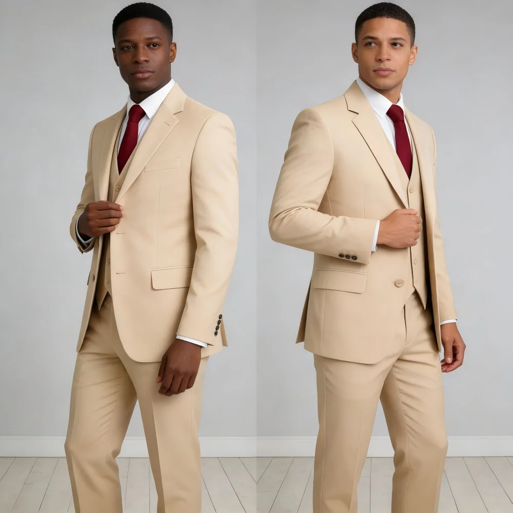 

Men's Slim Fit Tweed Wool Wedding Suit Gray Spine Smoking Formal Jacket Vest - Wedding Groomsmen Attire Male Casual Wear