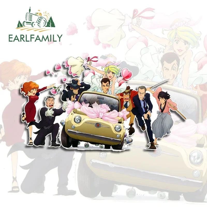 EARLFAMILY 13cm X 7.3cm For Lupin Wedding Car Sticker Fashionable Cartoon Decals Waterproof Creative Bumper Trunk Car Goods