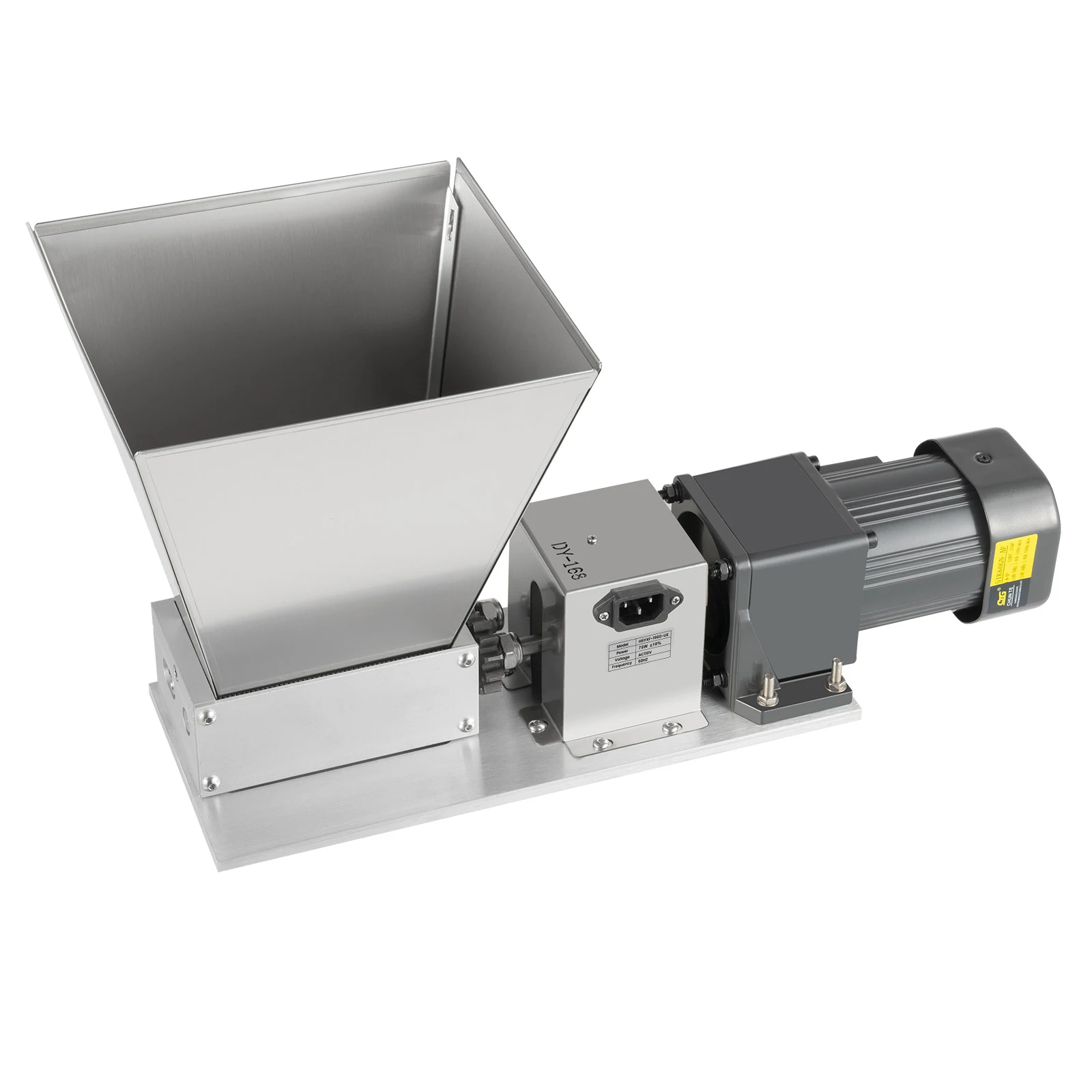 Image of Edelstahl-Rollenmühle 75W, Edelstahl-Rollenmühle mit 4,23QT Trichter & Einstellbarem 0-0,1 Zoll Spalt, für Weizen Mais 220V EU
