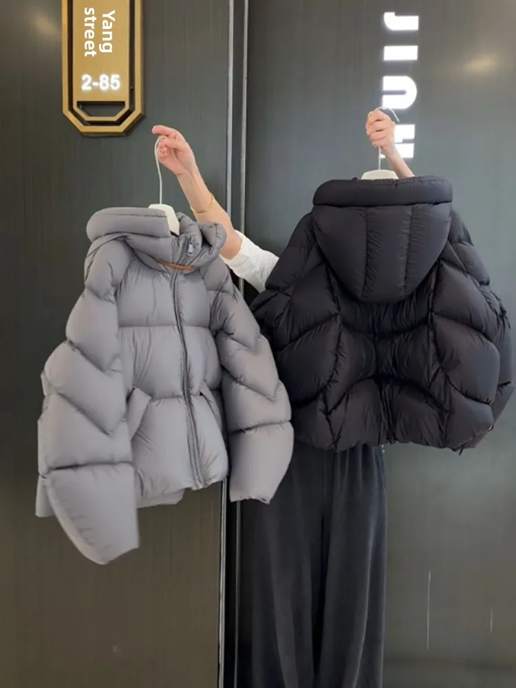 Único ort puffer jaet inverno 2025 novo coreano sle casaco de pão com capuz thi outerwear commute sle fibra de poliéster