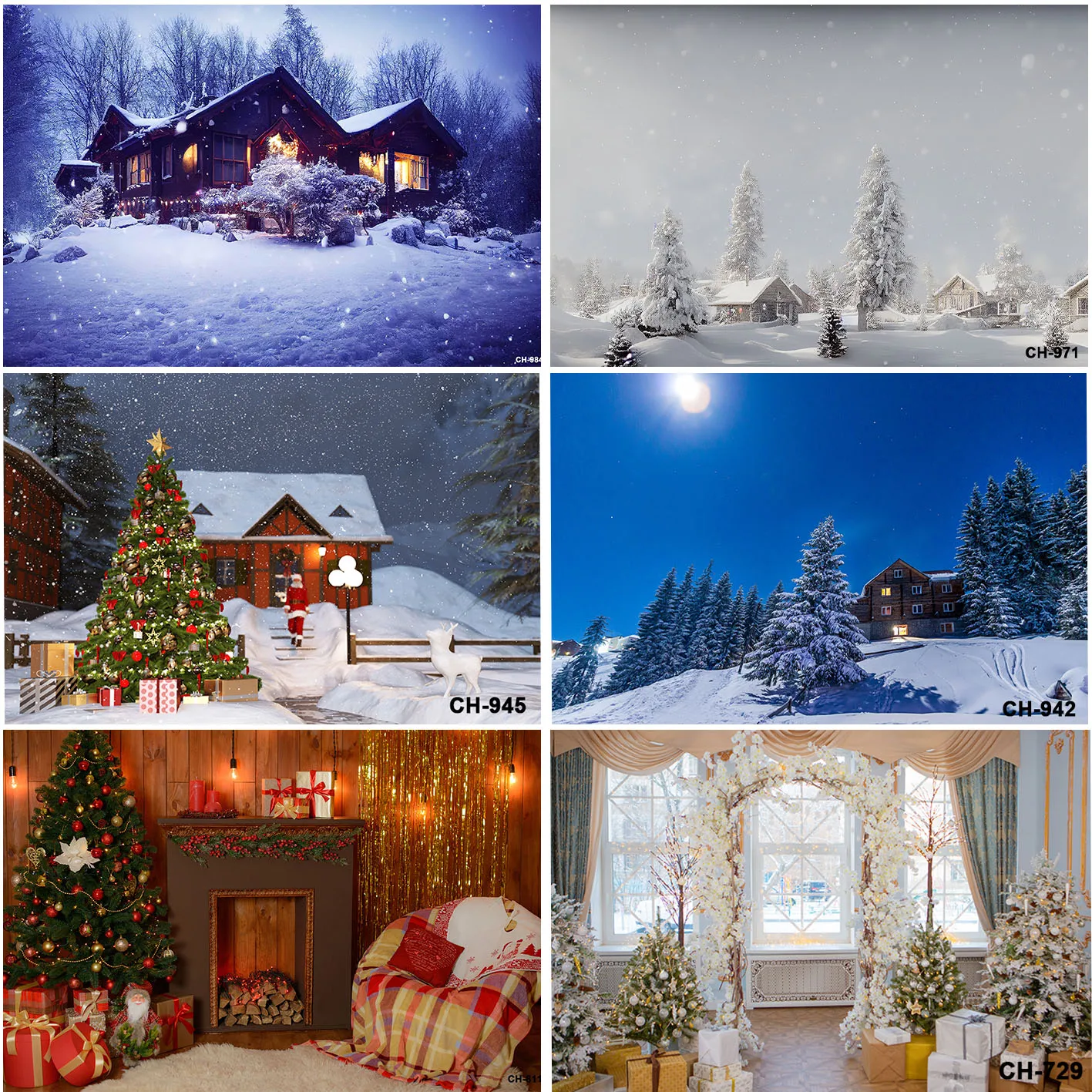 

Winter Snow Christmas Theme Backgrounds For Family Portrait Holiday Home Decoration Natural Scenery Custom Backdrops Photocall