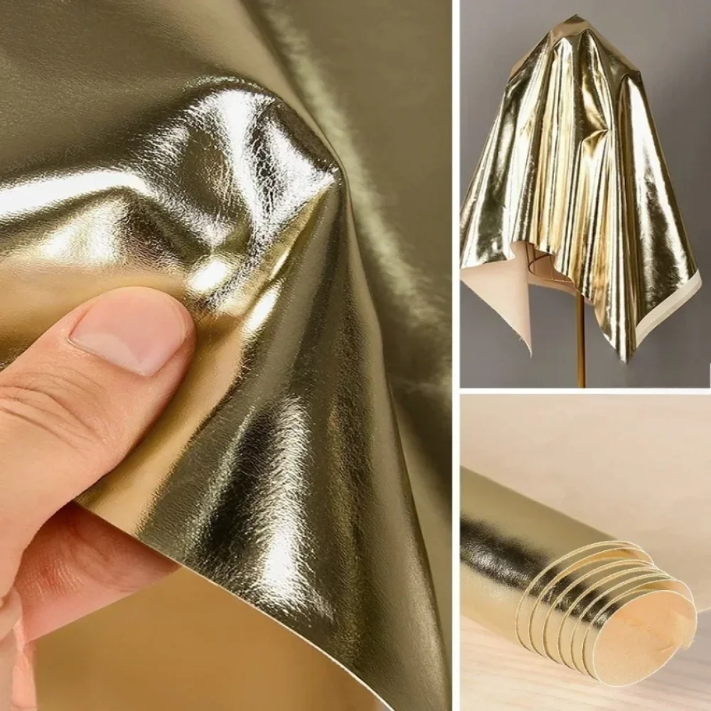 

PU Leather Fabric Light Gold Film Soft Bag Cos Clothing Belt Box Bag Diy Hand Made Accessories Waterproof Cloth Diy By Meters