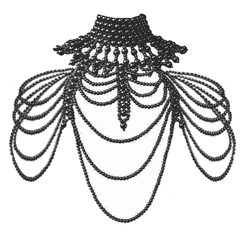 Herren-Umhang für Performance-Kostüme, handgefertigt, mit weißen Perlen, Rollkragen-Oberteil, Sommer-Mantel, schwarzer rückenfreier Umhang, Herrenbekleidung – Detail 13