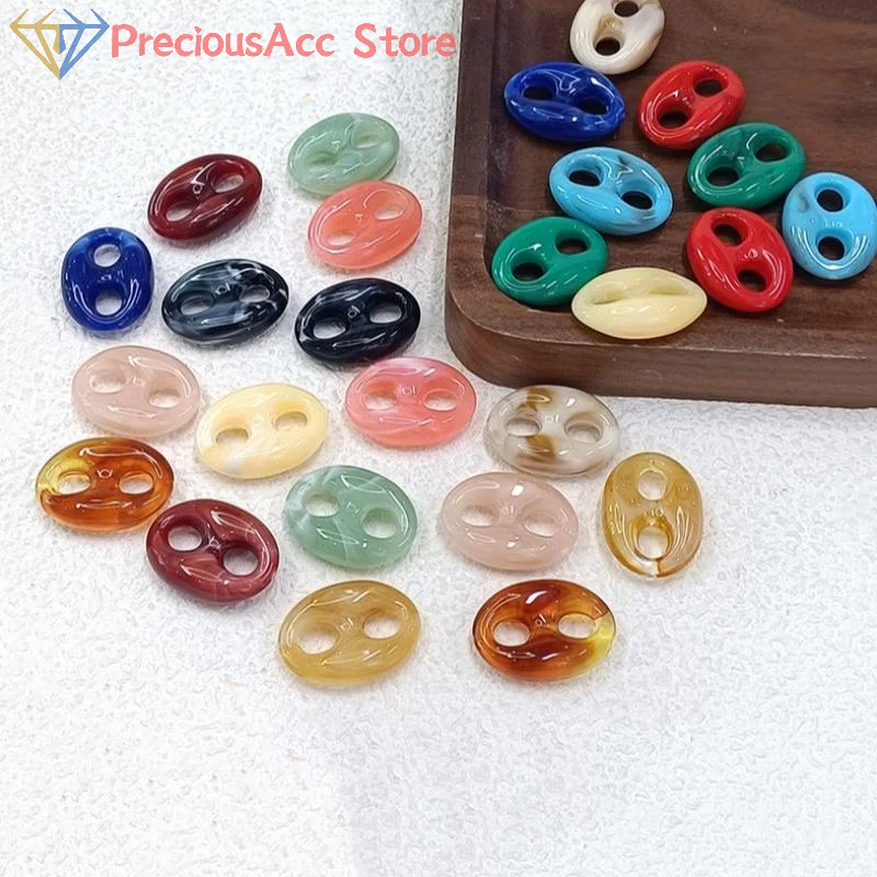 10Pcs 24x17mm Acrylic Beads Colorful Geometric Charms for DIY Necklace Bracelet Clothing Bag Craft Accessories Daily Use